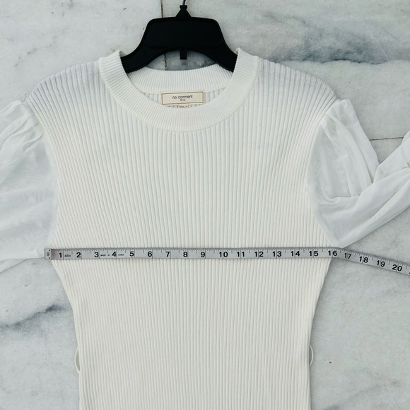 No Comment Dress Ivory Ribbed Knit Sheer Sleeve Women XL Ethereal Whimsical NWOT - Picture 5 of 8